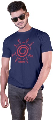 Roach Graphic Print Men Round Neck Navy Blue T-Shirt