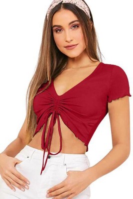 Dream Beauty Fashion Casual Solid Women Maroon Top