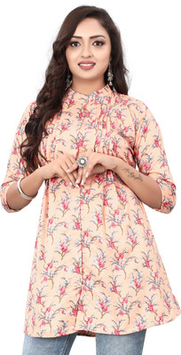 Siamese Casual Printed Women Orange, Blue, Red Top