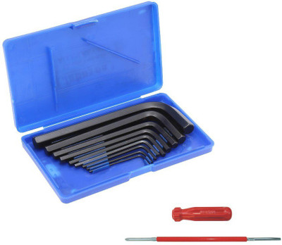 Heavy duty 9pc Hex Allen key set and 2in1 Screwdriver Double Sided L Type Wrench(Pack of 2)