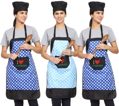 Whitewrap Polyester Chef's Apron - Free Size(Multicolor, Pack of 3)