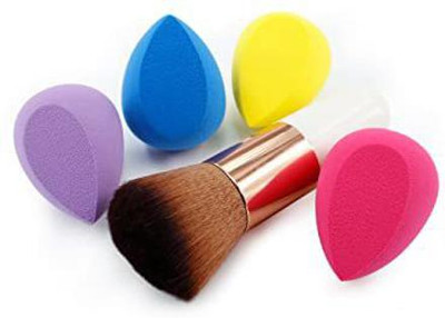 AVTY 3 Shape Makeup Blender Sponges With Foundation Brush(Pack of 4)