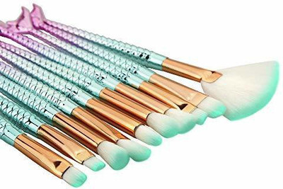 AVTY Soft Bristle Eyeshadow Blending Fish Tail Makeup Brushes Set- Green, 10 Pieces(Pack of 10)