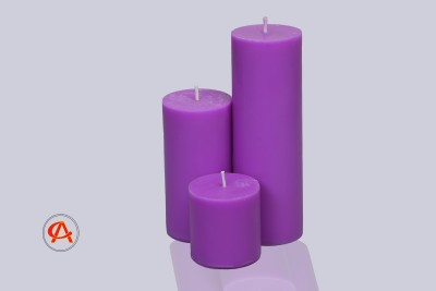 ASMIT CREATION Purple Smokeless Pillar Candles for Home Decoration (Pack of 3) Candle(Purple, Pack of 3)