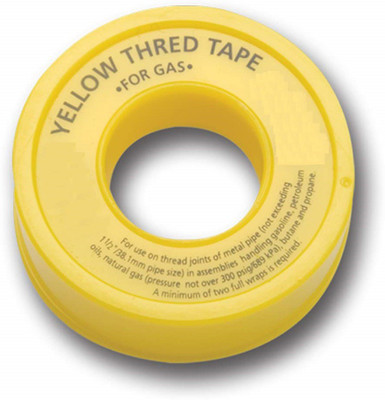 GSK Cut Teflon Tape Pipe Thread Tape for Gas, 1/2-Inch x 0.1mm x 10 Mtr NA PTFE Yellow (Pack of 10) (Manual)(Set of 10, Yellow)