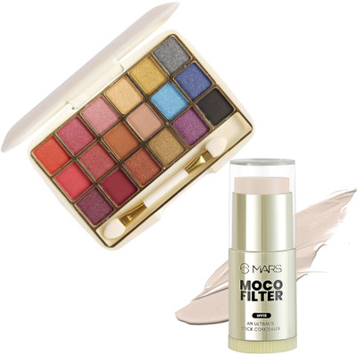 MARS 18 shades Velvety Eyeshadow + Contour Stick Concealer With SPF15(2 Items in the set)