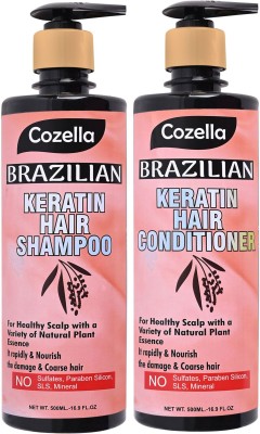 Cozella Professional Luxury Brazilian Keratin Hair Shampoo 500 ml + Conditioner 500 ml ( Pack Of 2 )(2 Items in the set)