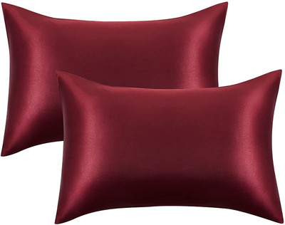 Linenovation Polyester Pillows Cover(Pack of 2, 40.64 cm*60.96 cm, Maroon)