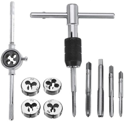 AS TOOL CENTER 10pcs Tap Die Screw Thread Making Tool Bit Set Thread Tap Twist Drill Bit Wrench Set Tap and Die Set Metric Wrench Cut