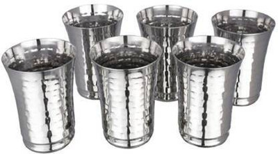 Bekner (Pack of 6) Stainless Steel Hand Hammered Drinking Glass 300 ml (6 pcs ) Glass Water/Juice Glass(150 ml, Steel, Steel)