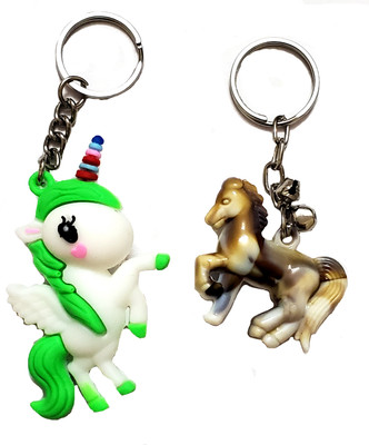 ShopTalk Cute Running Unicorn with Marble Finish Horse key chain Key Chain