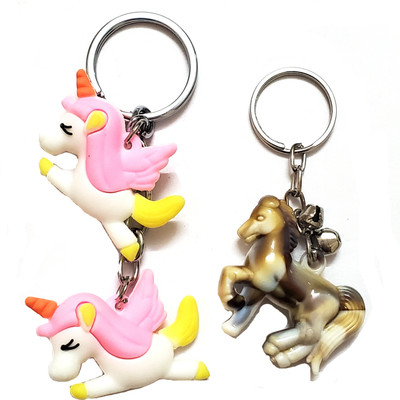 ShopTalk Cute combo rubber Unicorn With Marble Finish key chain Key Chain
