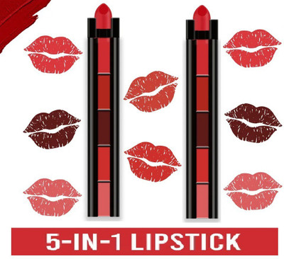 REIMICHI Highly Pigmented Super Stay & Matte Finish Multi Color 5IN1 Lipstick Combo(MULTI COLOR, 14 g)
