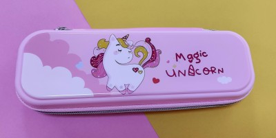 Preili's Unicorn Unicorn Art Plastic Pencil Box(Set of 1, Pink)