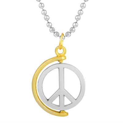 RN Dual Plated Stainless Steel Revolving Peace Vector Design Pendant Locket Gold-plated, Silver Stainless Steel Pendant