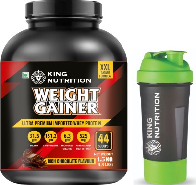 AXIR LIFE SCIENCE KING NUTRITION WEIGHT GAINER WITH ASHWAGANDHA EXTRACT 15.75G PROTEIN WITH SHAKER Weight Gainers/Mass Gainers(1.5 kg, RICH CHOCOLATE FLAVOUR)