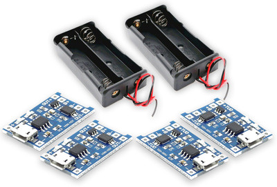 HUBX COMBO BATTERY CASE AND TP4056 5 Watts Computer PSU with 2 SATA Cables(Black)