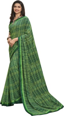 DIKONA DESIGNER Floral Print Bollywood Georgette, Chiffon Saree(Dark Green)