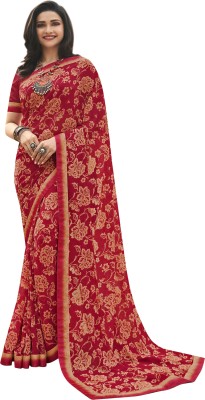 JVG CREATION Digital Print, Printed Bollywood Georgette, Lace Saree(Red)