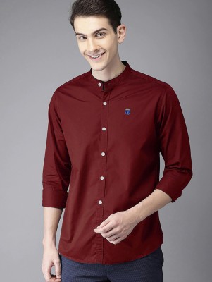 FUBAR Men Solid Casual Maroon Shirt