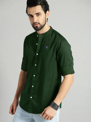 FUBAR Men Solid Casual Green Shirt