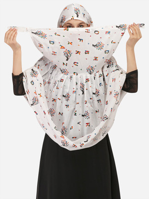 7 Season's Polyester Printed Burqa(White)