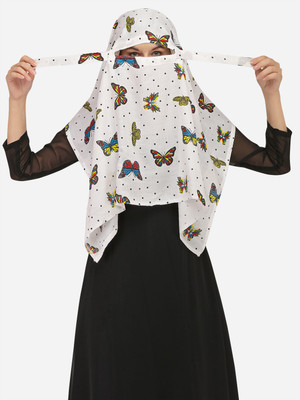 7 Season's Polyester Printed Naqab(White)