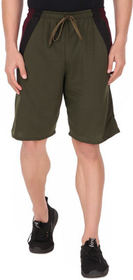 KZALCON Solid Men Green Running Shorts