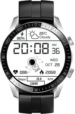Life Like UM59 Bluetooth Calling 1.28 Inch Smartwatch(Black Strap, Regular)