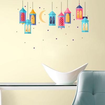 Psychedelic Collection 120 cm lamp with moon star Self Adhesive Sticker(Pack of 1)