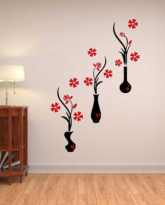 Khatwal Enterprises 125 cm decorative three of combo flowerpot multicolour wall sticker Self Adhesive Sticker(Pack of 1)