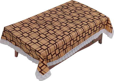 Dasvilla Checkered 4 Seater Table Cover(LIGHT BROWN, PVC)