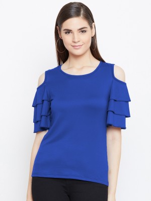 BASE 41 Casual Solid Women Blue Top