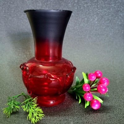 LAVANA beautiful red glass vase of decor home, table and garden and for giftitem. Glass Vase(5 inch, Red)