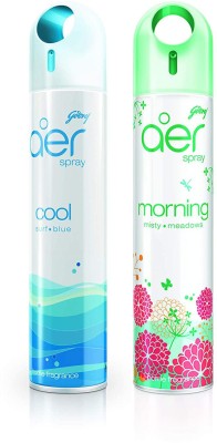 Godrej Freshener Cool Surf Blue&Morning Misty Meadows-Home & Office|Pack of 2(240 ml) Spray(2 x 220 ml)