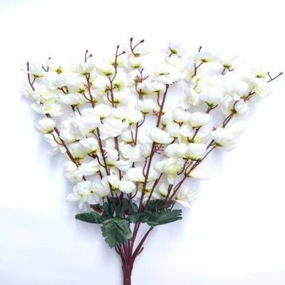 Procyon White Camellia Rose Artificial Flower  with Pot(18 inch, Pack of 1, Single Flower)