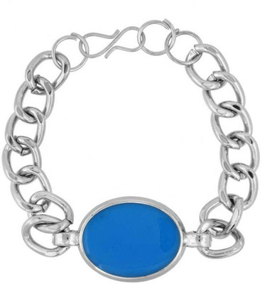 Ruhi Metal Turquoise Silver Coated Charm Bracelet