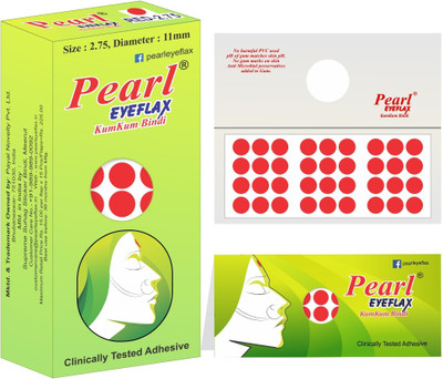 PEARL EYEFLAX Velvet Kumkum Bindi Red Round Box with 15 Flaps Self Adhesive,Reusable for Women Ladies Girls (Size 2.75 Diameter 11mm) Forehead Red Bindis(Sticker Bindi)