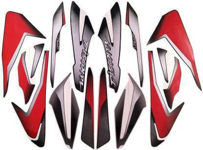 SunStick Sticker & Decal for Bike(Red, Silver)