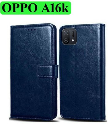 Wynhard Flip Cover for OPPO A16k, OPPO A16e(Blue, Grip Case, Pack of: 1)