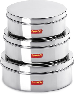 Sumeet Steel Utility Container  - 1200 ml, 1500 ml, 2100 ml(Pack of 3, Silver)