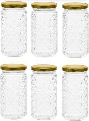 Tap2kaart Glass Grocery Container  - 370(Pack of 6, Gold)