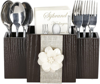 Cocktail Empty Cutlery Holder Case(Brown  Holds 36 Pieces)
