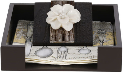 Cocktail 1 Compartments MDF Wooden Napkin Tray(Brown)