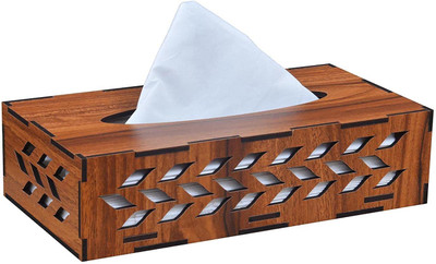 Deskart 1 Compartments Wooden Tissue Stand(Brown)