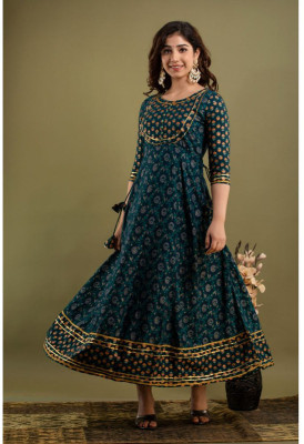 Upsara fashion womenishkruti Anarkali Gown(Blue)