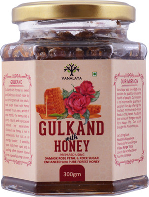 Vanalaya Natural Organic Gulkand With Honey Prepared Using Damask Rose & Forest Honey(300 g)