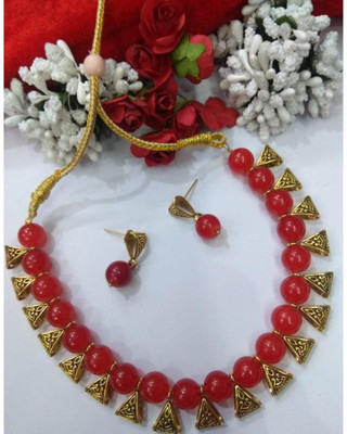 GEODE DELIGHT Alloy Silver Red, Gold Jewellery Set(Pack of 1)