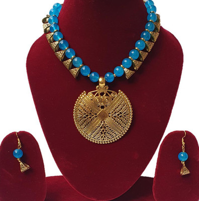 Rhosyn Alloy Gold-plated Gold, Blue Jewellery Set(Pack of 1)