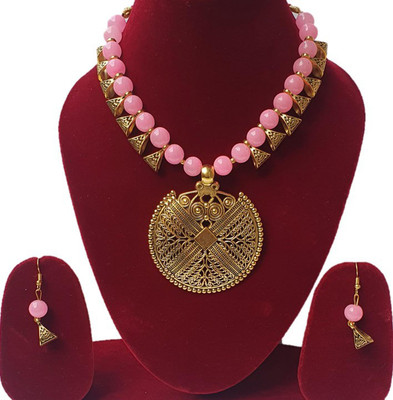 Rhosyn Alloy Gold-plated Gold, Pink Jewellery Set(Pack of 1)